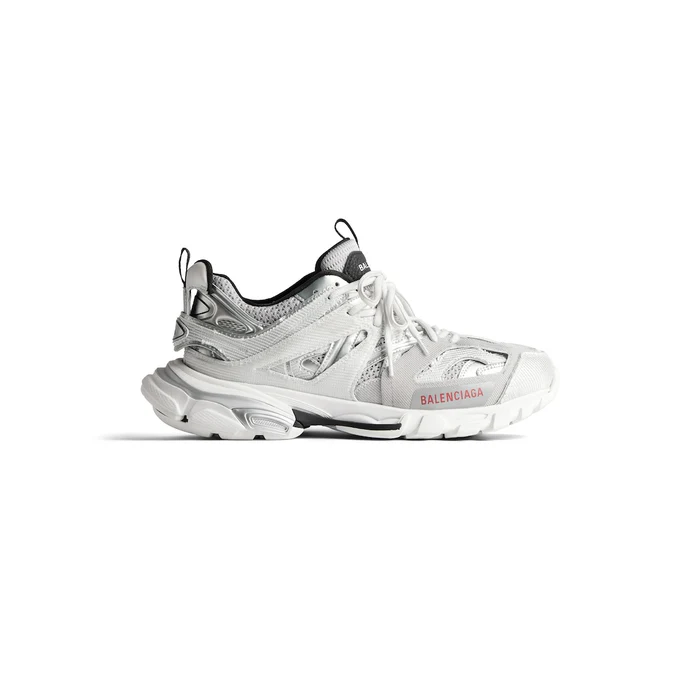 track-sneaker-in-silver-white-and-black-metallic-mesh-and-nylon Track Sneaker in silver, white and black metallic mesh and nylon