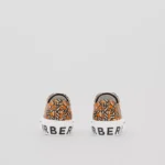 Monogram Print Linen Cotton Canvas Sneakers Bright Orange