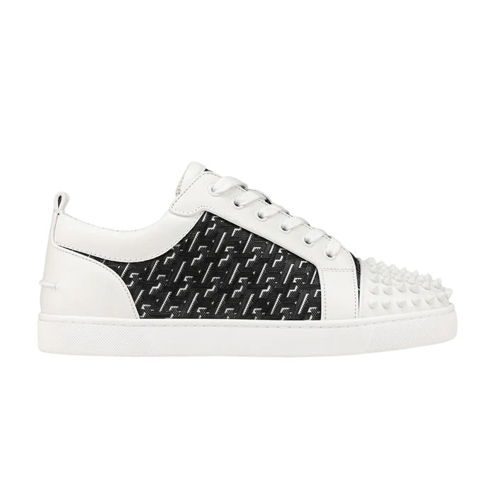 christian-louboutin-louis-junior-spikes-orlato-flat-cl-monogram-white-black Christian Louboutin Louis Junior Spikes Orlato Flat ‘CL Monogram – White Black’