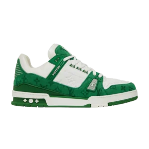 Louis Vuitton Trainer Green Monogram Denim White