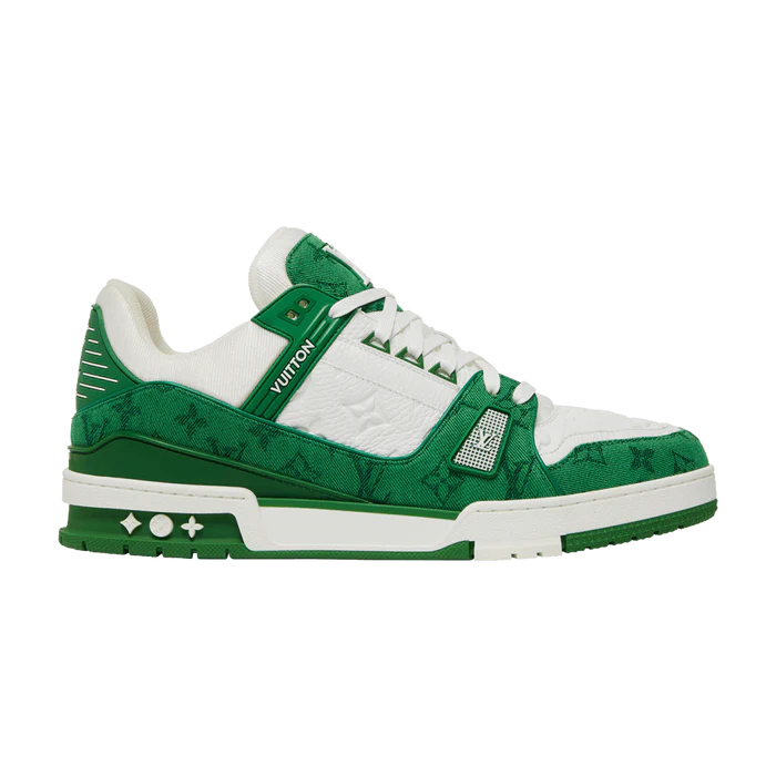 Louis Vuitton Trainer Green Monogram Denim White