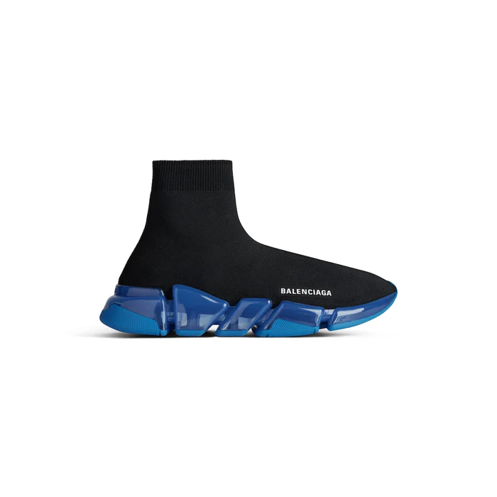 speed-2-0-full-clear-sole-sneaker-in-black-and-blue-recycled-polyester-and-elastane Speed 2.0 Full Clear Sole Sneaker in black and blue recycled polyester and elastane