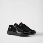 Patent Leather and Technical Fabric Prada America’s Cup Sneakers – Black