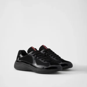 Patent Leather and Technical Fabric Prada America’s Cup Sneakers – Black