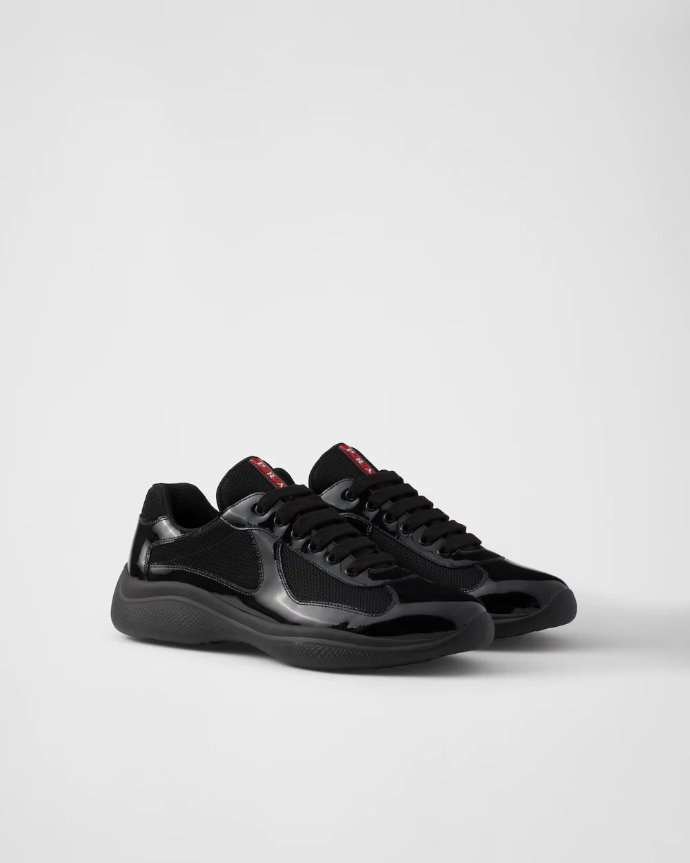 Patent Leather and Technical Fabric Prada America’s Cup Sneakers – Black