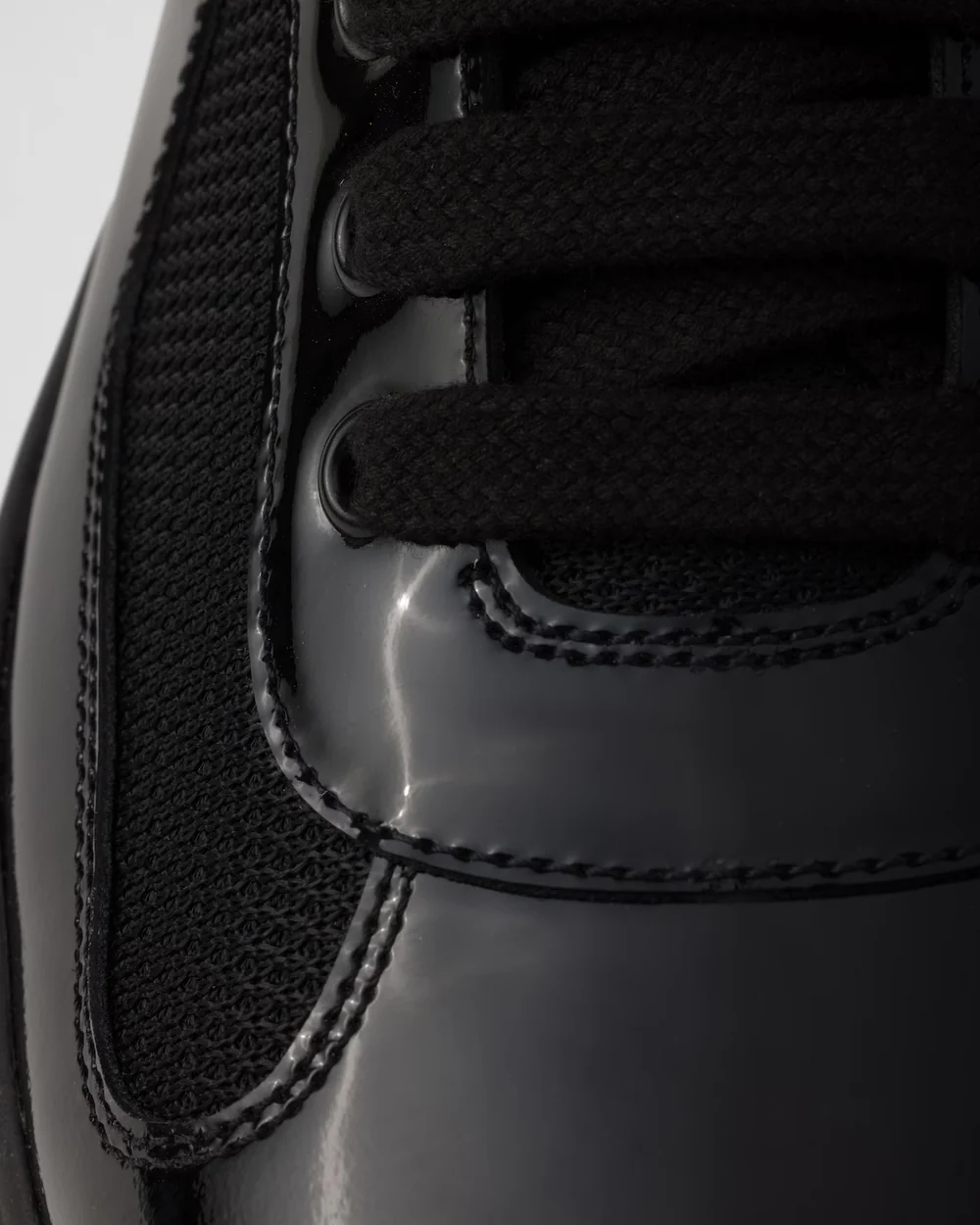 Patent Leather and Technical Fabric Prada America’s Cup Sneakers – Black
