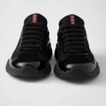 Patent Leather and Technical Fabric Prada America’s Cup Sneakers – Black