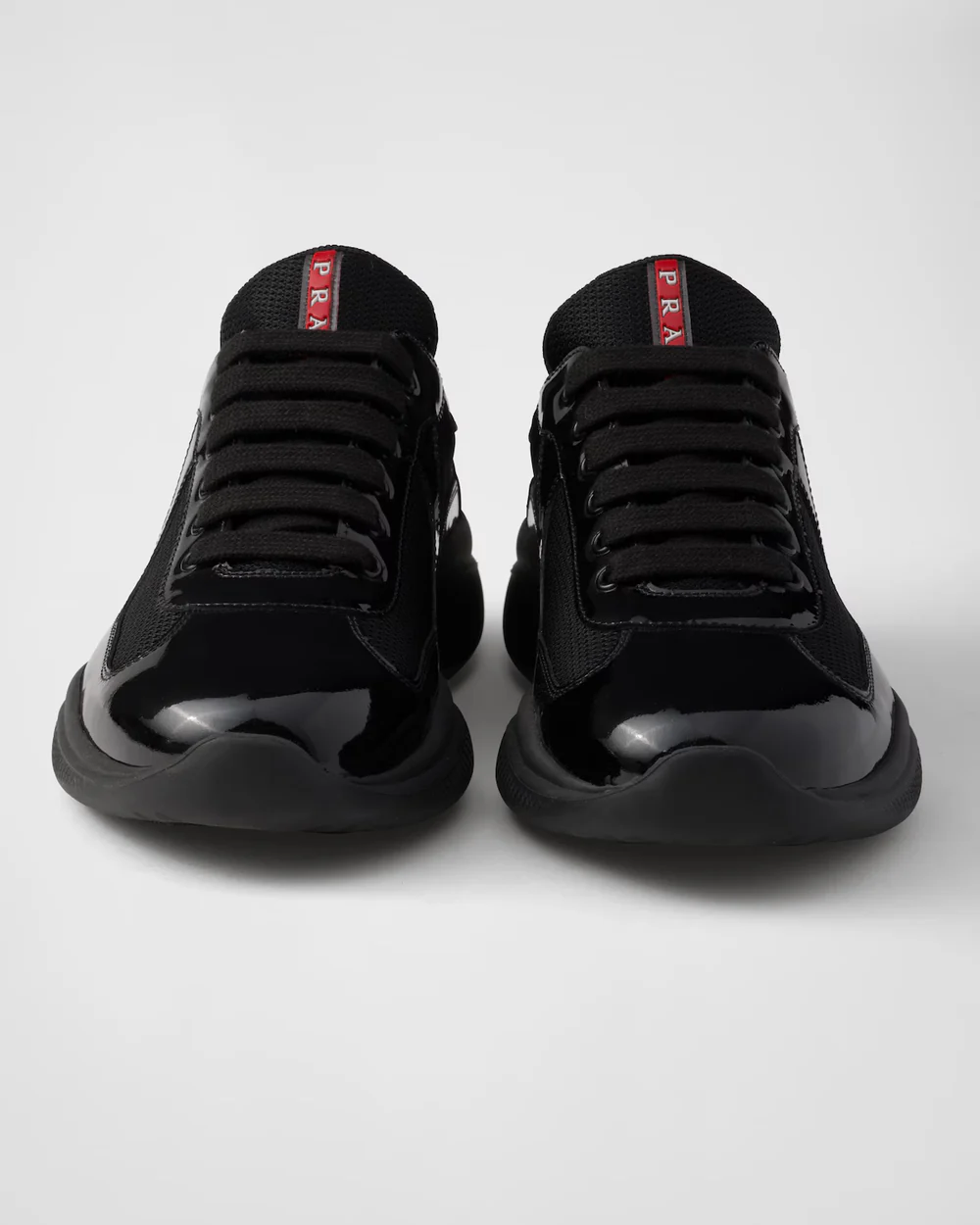 Patent Leather and Technical Fabric Prada America’s Cup Sneakers – Black