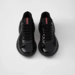 Patent Leather and Technical Fabric Prada America’s Cup Sneakers – Black