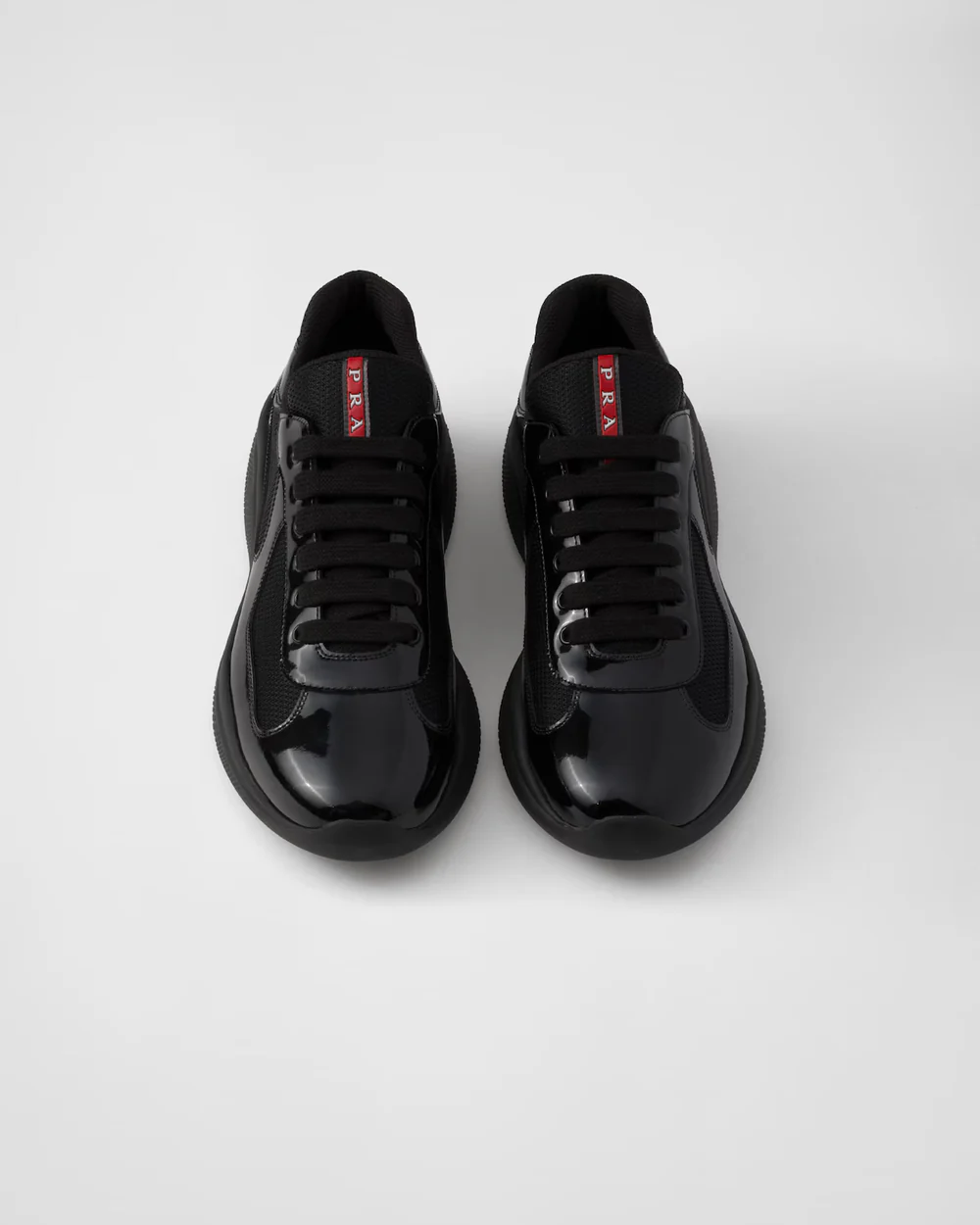 Patent Leather and Technical Fabric Prada America’s Cup Sneakers – Black
