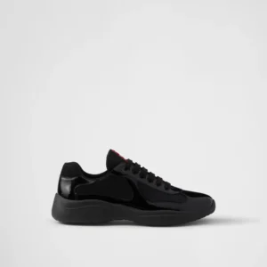 Patent Leather and Technical Fabric Prada America’s Cup Sneakers – Black