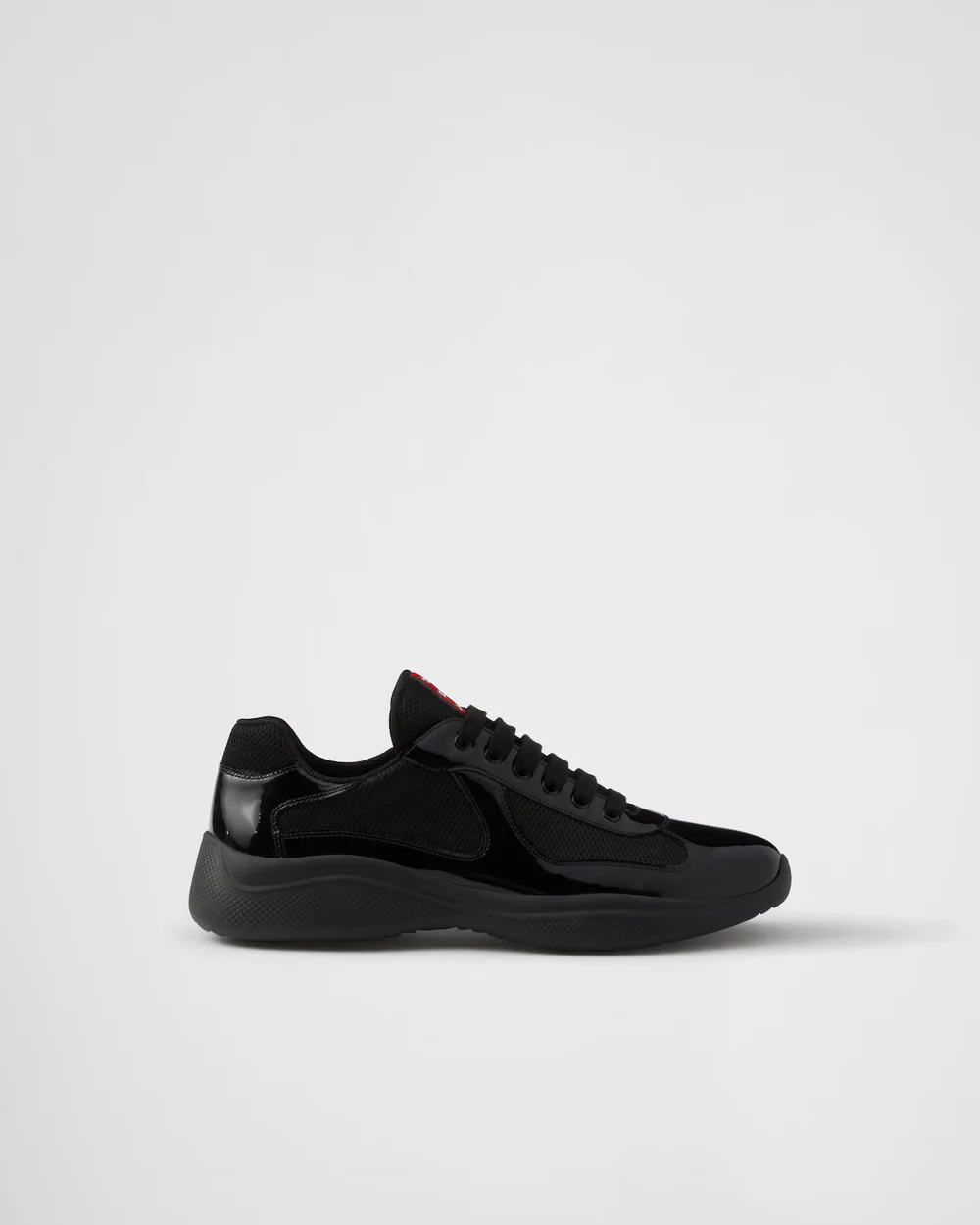 Patent Leather and Technical Fabric Prada America’s Cup Sneakers – Black