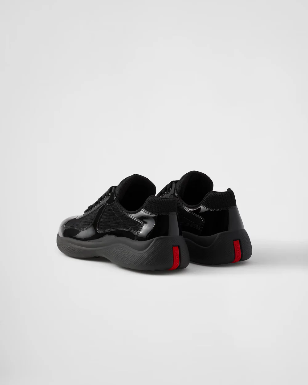 Patent Leather and Technical Fabric Prada America’s Cup Sneakers – Black