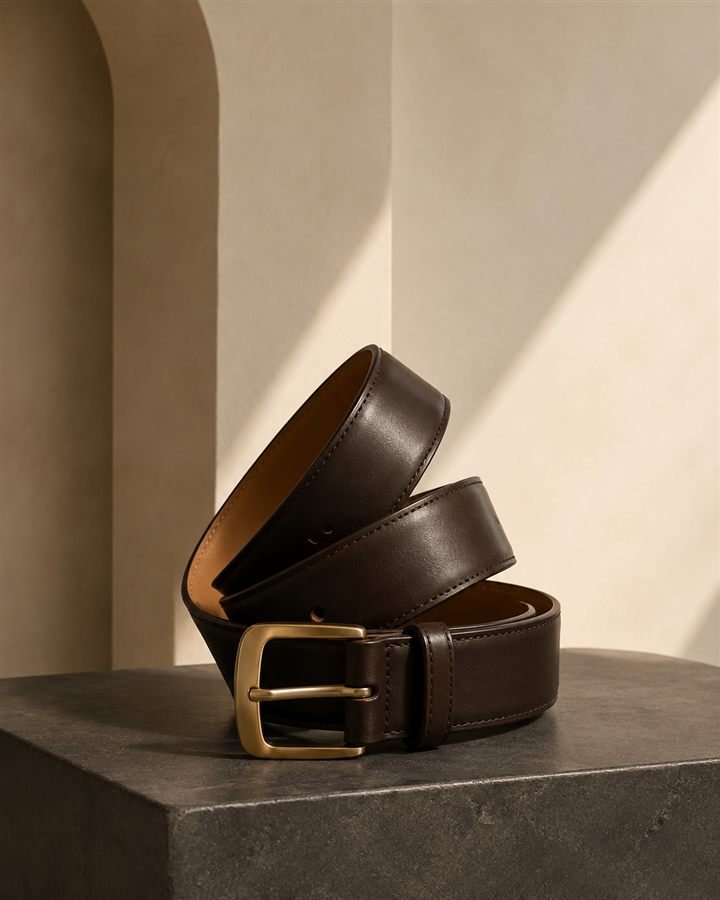 Premium brown leather belt
